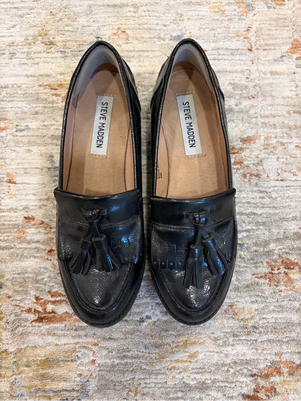Steve Madden Black Leather Tassel Loafers